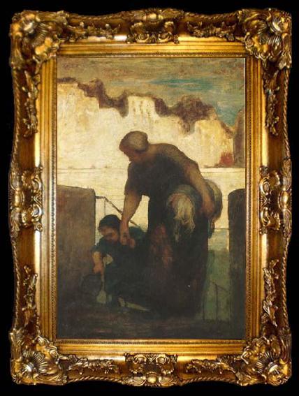 framed  Honore  Daumier The Washerwoman (mk09), ta009-2